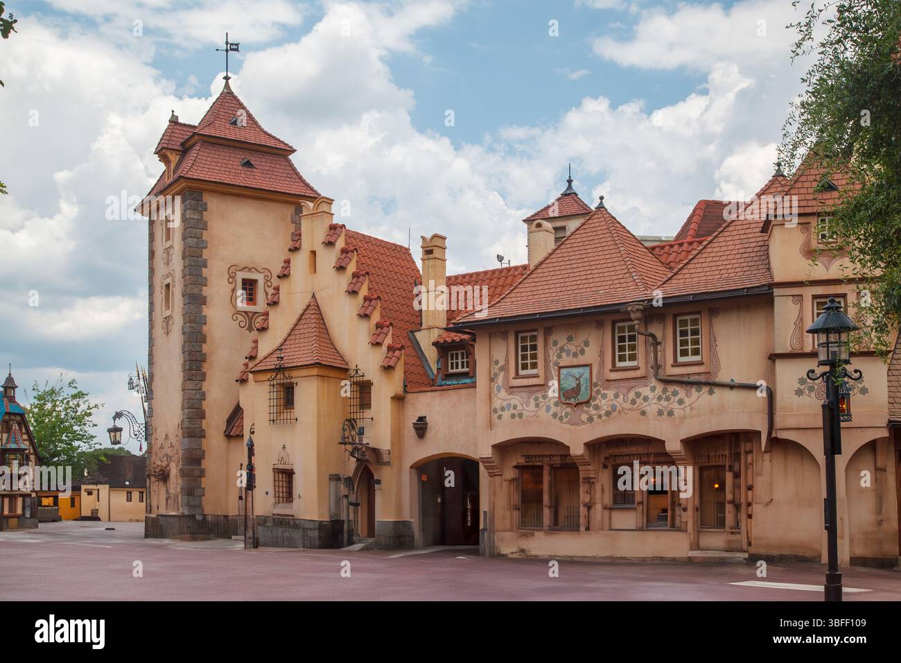The Peter Pan fight building famous ride in Fantasyland,  Magic Kingdom amusemenet park in Orlando, Florida. Stock Photo