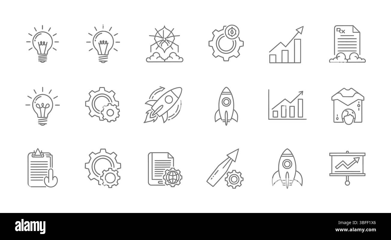 Set of Linear Innovation Vector Icons, Icon Sheet Stock Vector Image ...