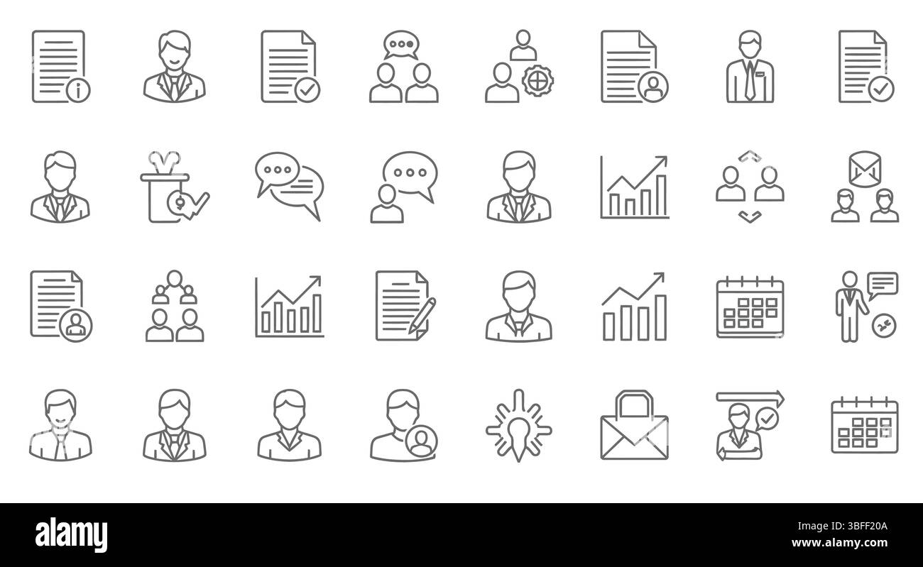 Set of Linear Sales Team Vector Icons, Icon Sheet. Stock Vector