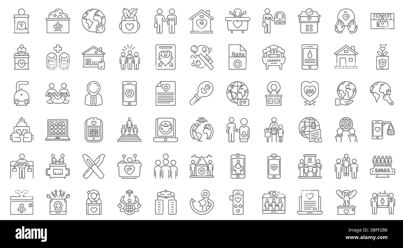 Set of Linear Charity Vector Icons, Icon Sheet Stock Vector Image & Art ...