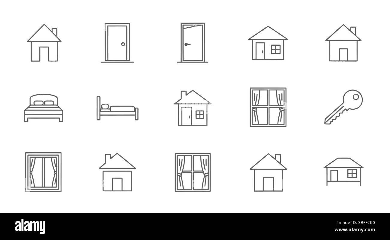 Set of Linear Home Vector Icons, Icon Sheet Stock Vector Image & Art ...