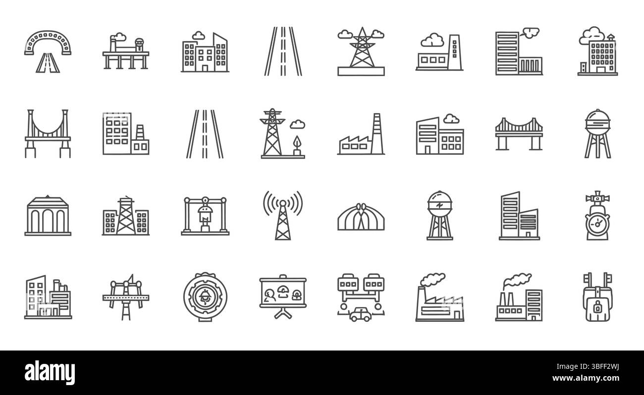 Set of Linear infrastructure Vector Icons, Icon Sheet Stock Vector ...