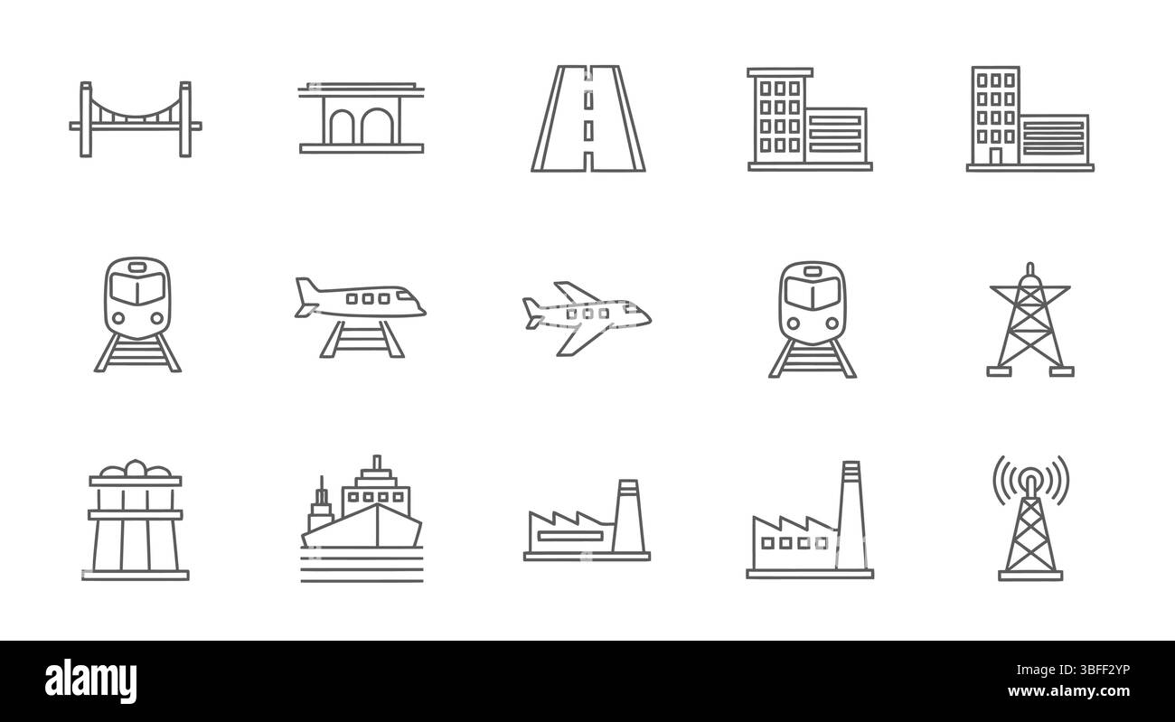 Set of Linear infrastructure Vector Icons, Icon Sheet Stock Vector ...