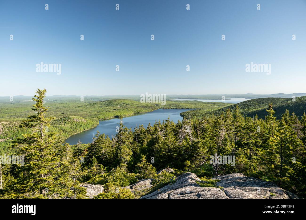Looking Over Jordan Pond from the Bubbles in Acadia Stock Photo