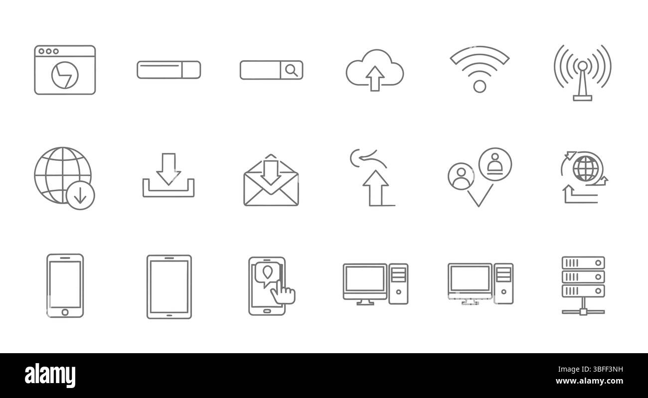 Set of Linear Internet Vector Icons, Icon Sheet Stock Vector Image ...