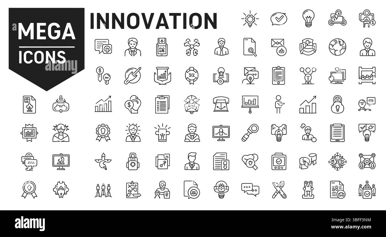Set of Linear Innovation Vector Icons, Icon Sheet Stock Vector Image ...