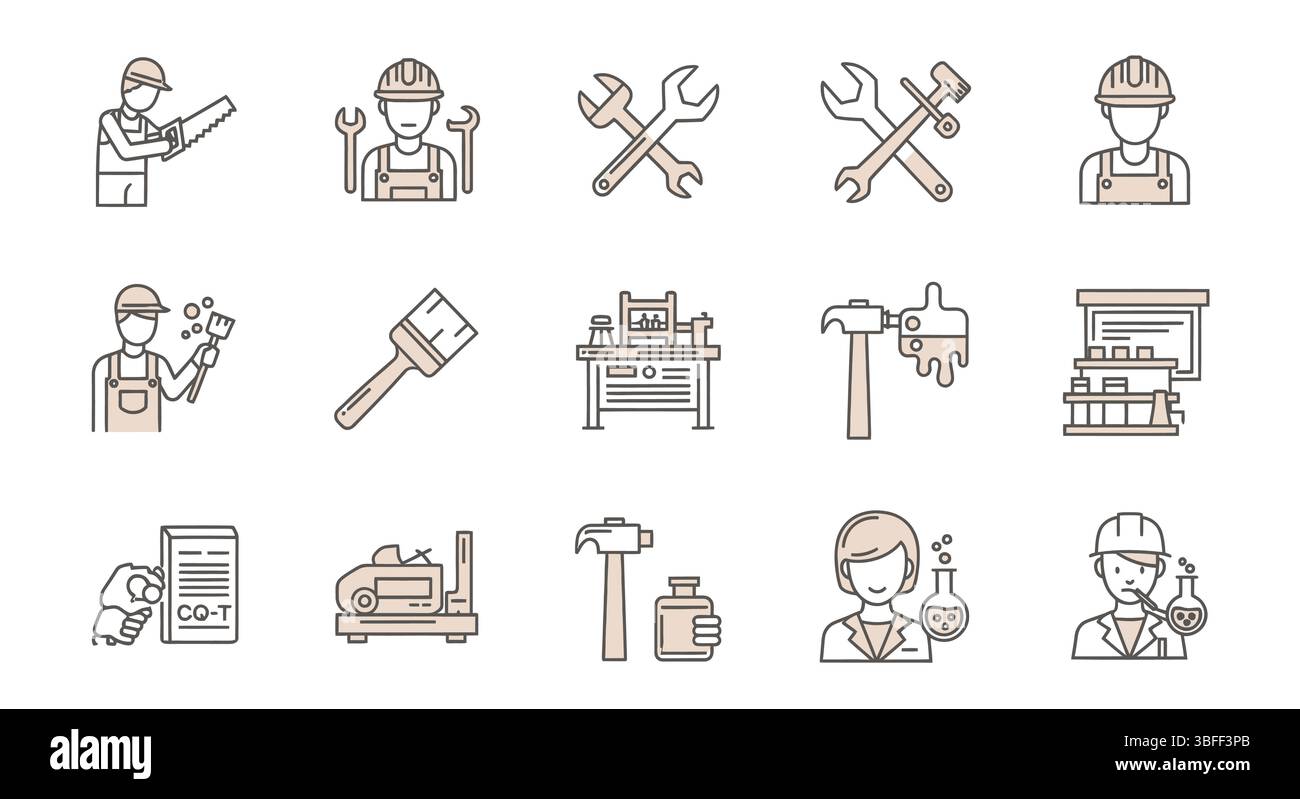 Set of Linear Labor Vector Icons, Icon Sheet Stock Vector Image & Art ...