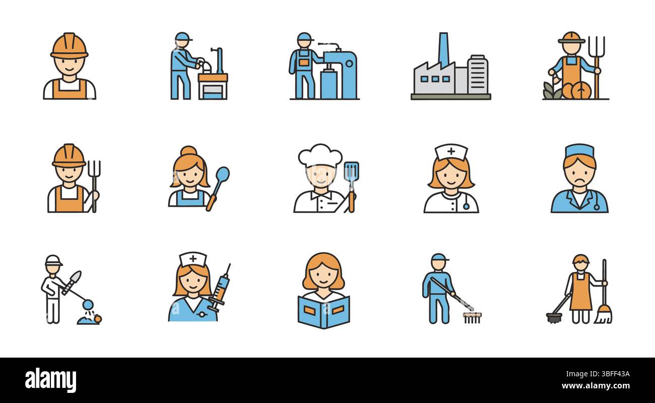 Set of Linear Labor Vector Icons, Icon Sheet Stock Vector Image & Art ...