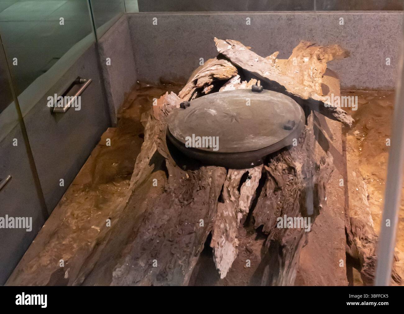 Dongson burial, bronze drum buried, Kampung Sungai Lang, Banting, Selagor, Malaysia Stock Photo