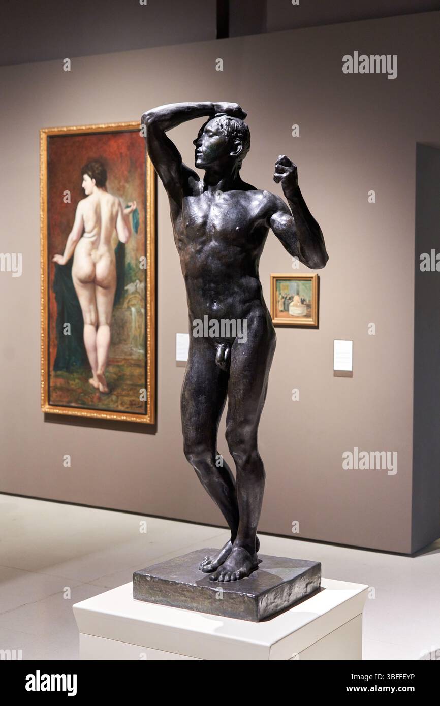 The Age of Bronze, 1876, Cast bronze, Auguste Rodin (París, 1840 - Meudon, 1917), Museu Nacional  D’Art de Catalunya, Barcelona, Spain Stock Photo