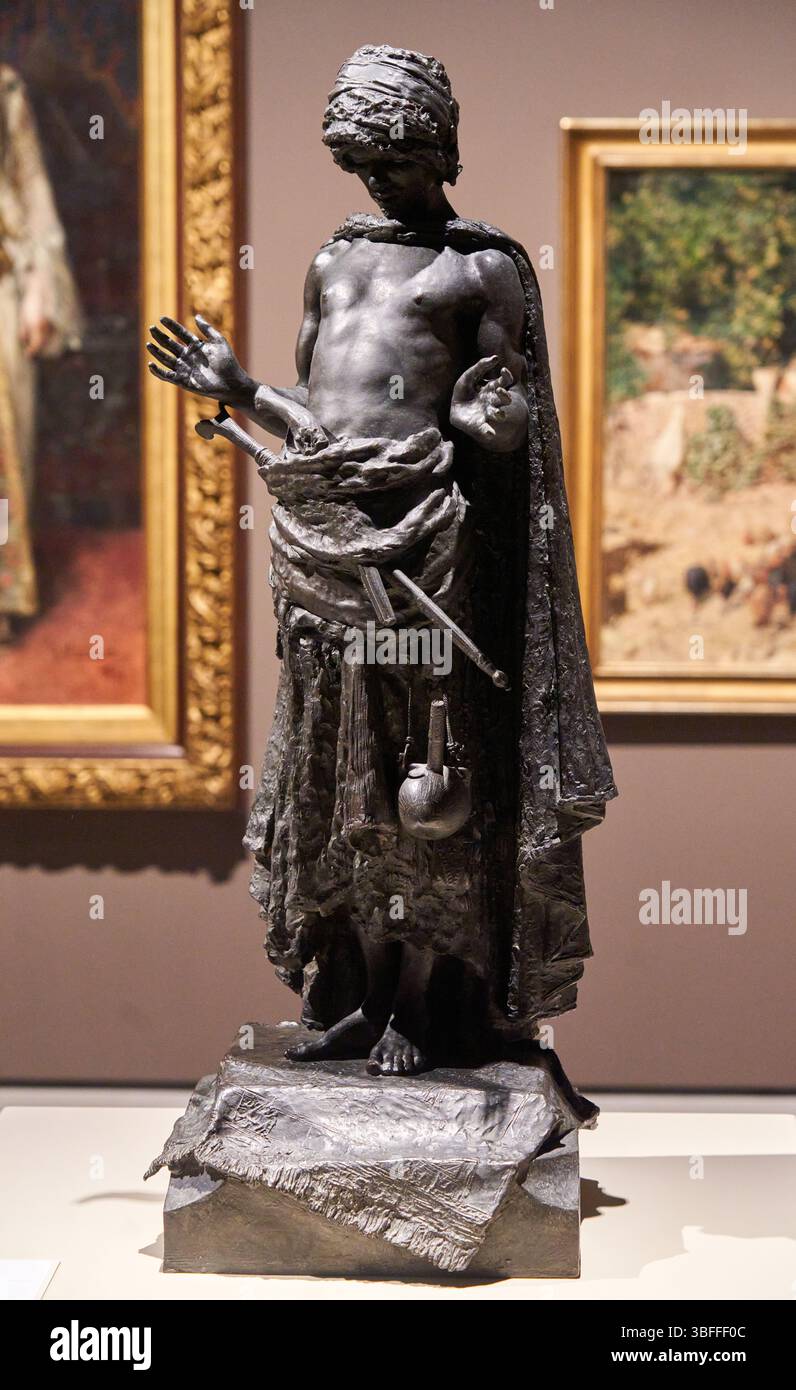 Arab Praying, 1880, Cast bronze, Josep Gamot (Barcelona, 1860-1890), Museu Nacional  D’Art de Catalunya, Barcelona, Spain Stock Photo