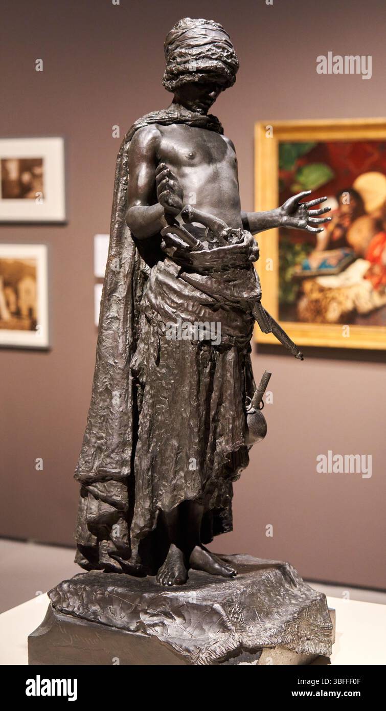 Arab Praying, 1880, Cast bronze, Josep Gamot (Barcelona, 1860-1890), Museu Nacional  D’Art de Catalunya, Barcelona, Spain Stock Photo