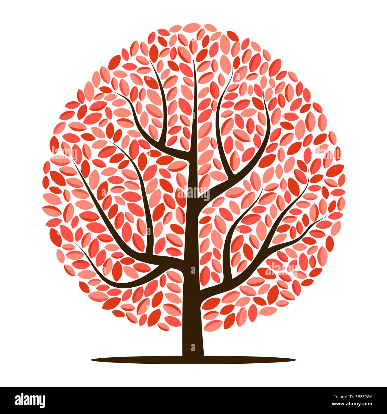 Vector tree with red leaves isolated on a white background Stock Vector