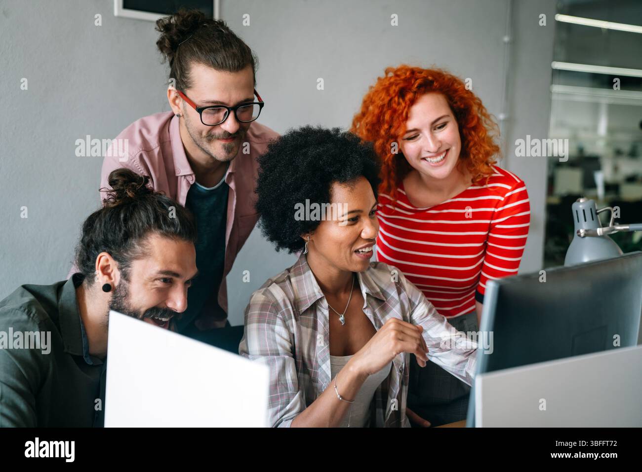 Software engineers working on project and programming in company. Startup business teamwork concept Stock Photo