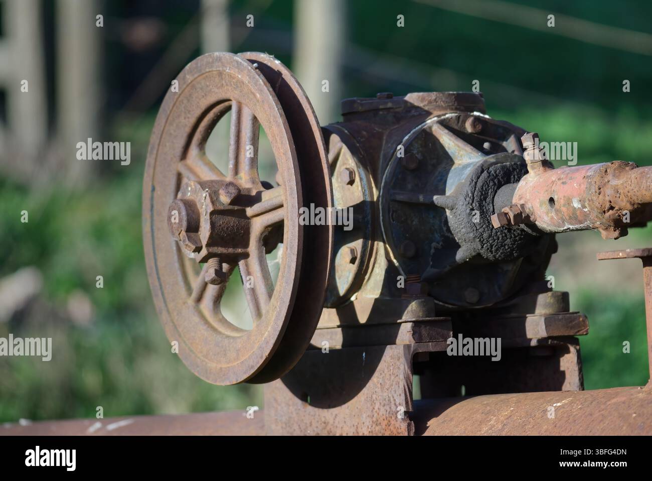Rustic Machinery Vintage Transmission System with Axle and Pulley Stock ...
