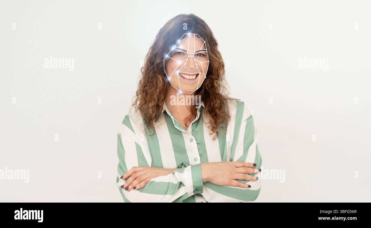 Modern facial recognition technology enhances identification processes Stock Photo
