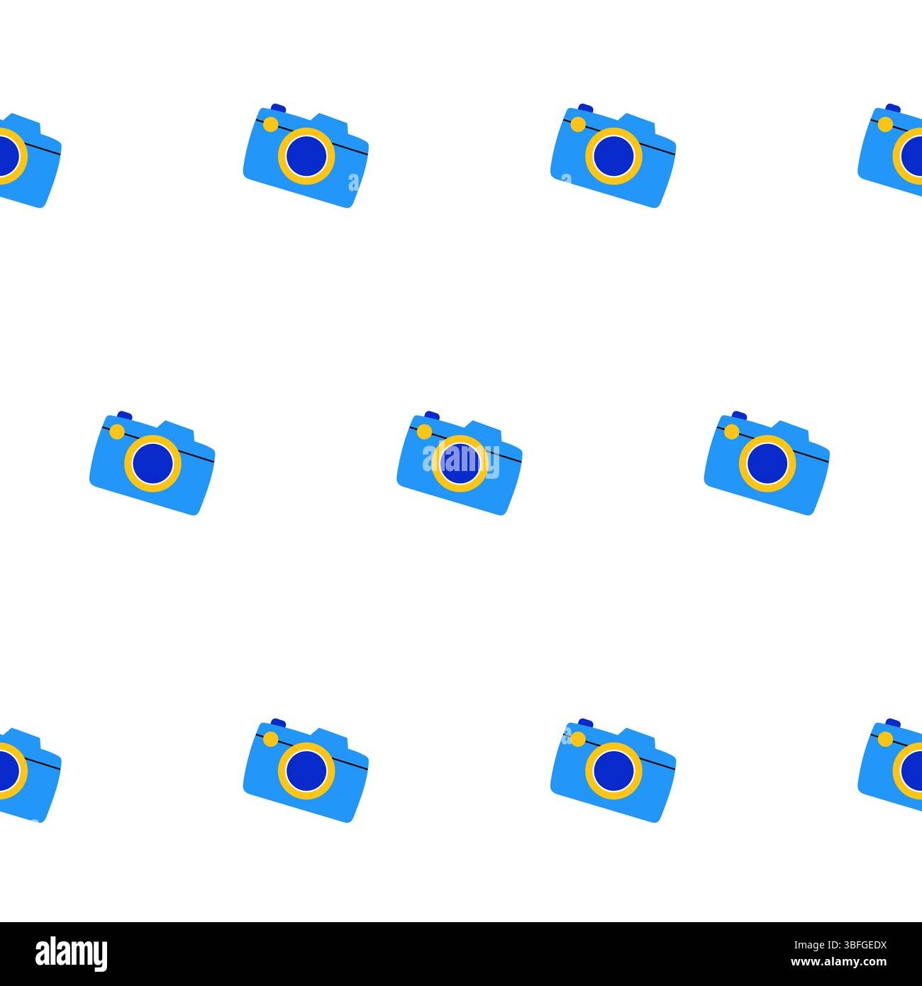 Blue camera seamless pattern. Stock Vector