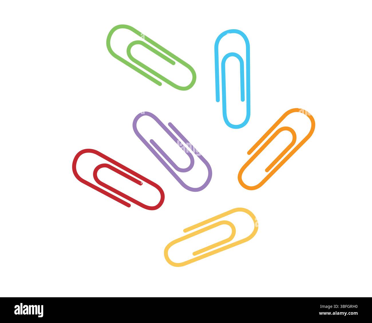 Office multi-colored paper clips. Vector illustration. Stock Vector