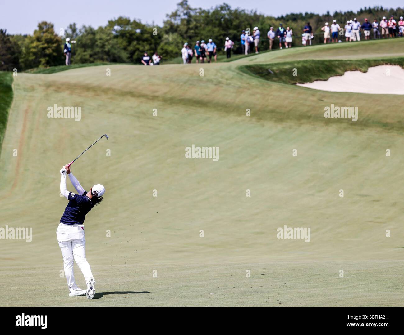 Rio Takeda of Japan hits her second shot on the 8th hole during the