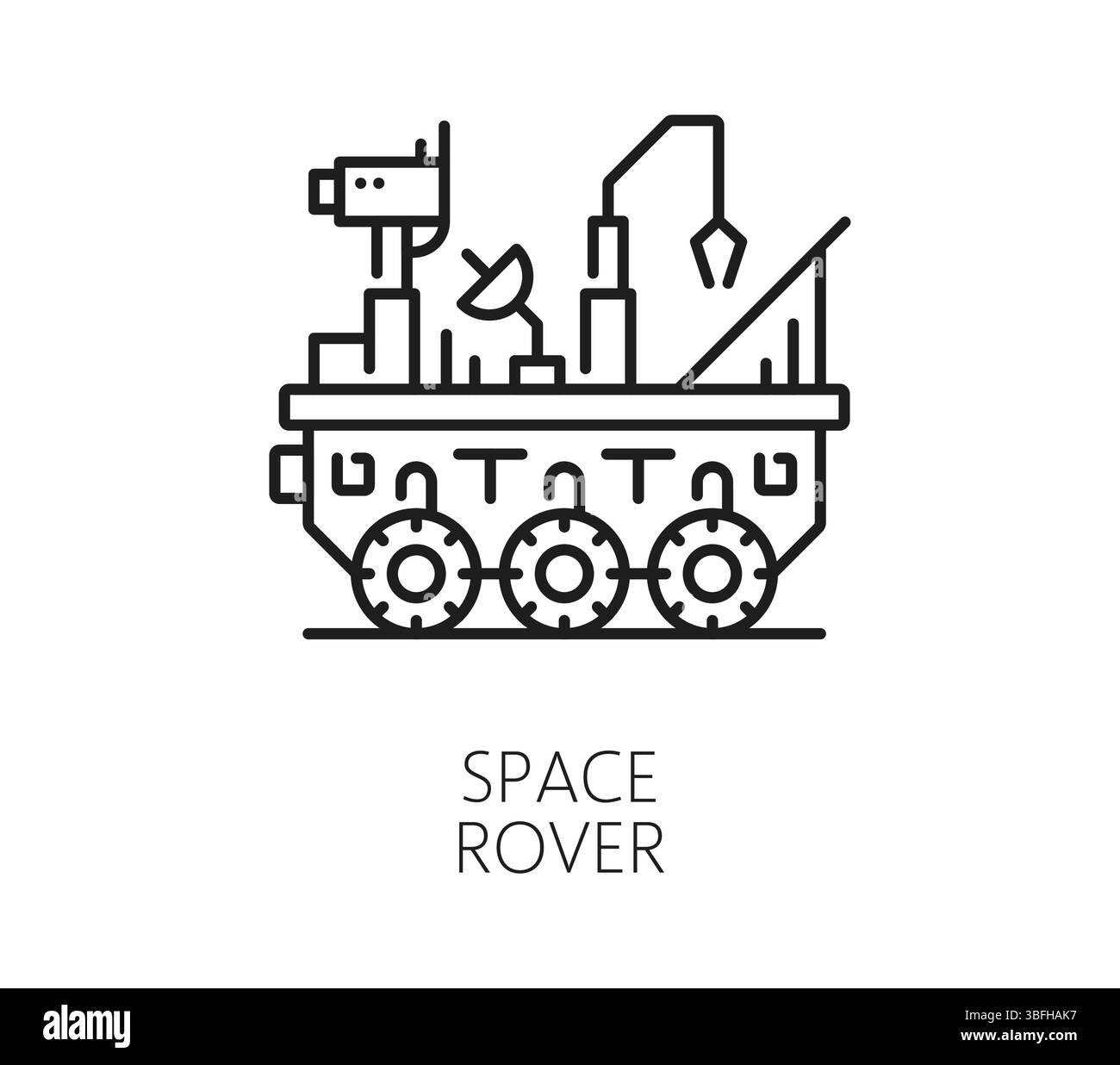 Line galaxy icon of a space rover equipped with wheels, antenna, and ...