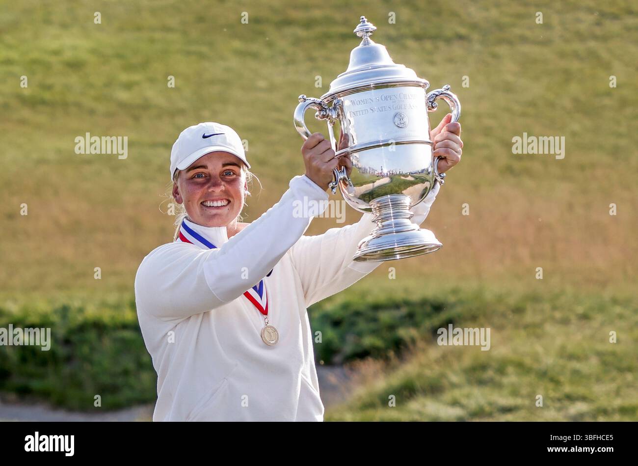 Maja Stark of Sweden poses with the USGA Women's Open trophy after