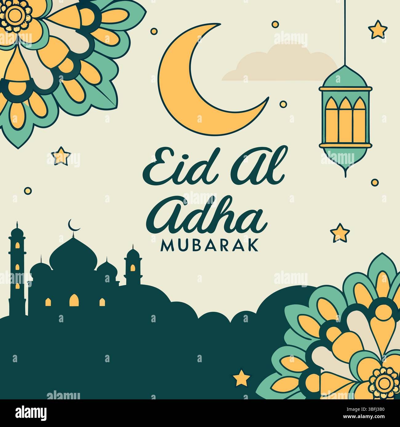 Eid Al Adha Mubarak Greeting Cards Vector Islamic Festival Card 