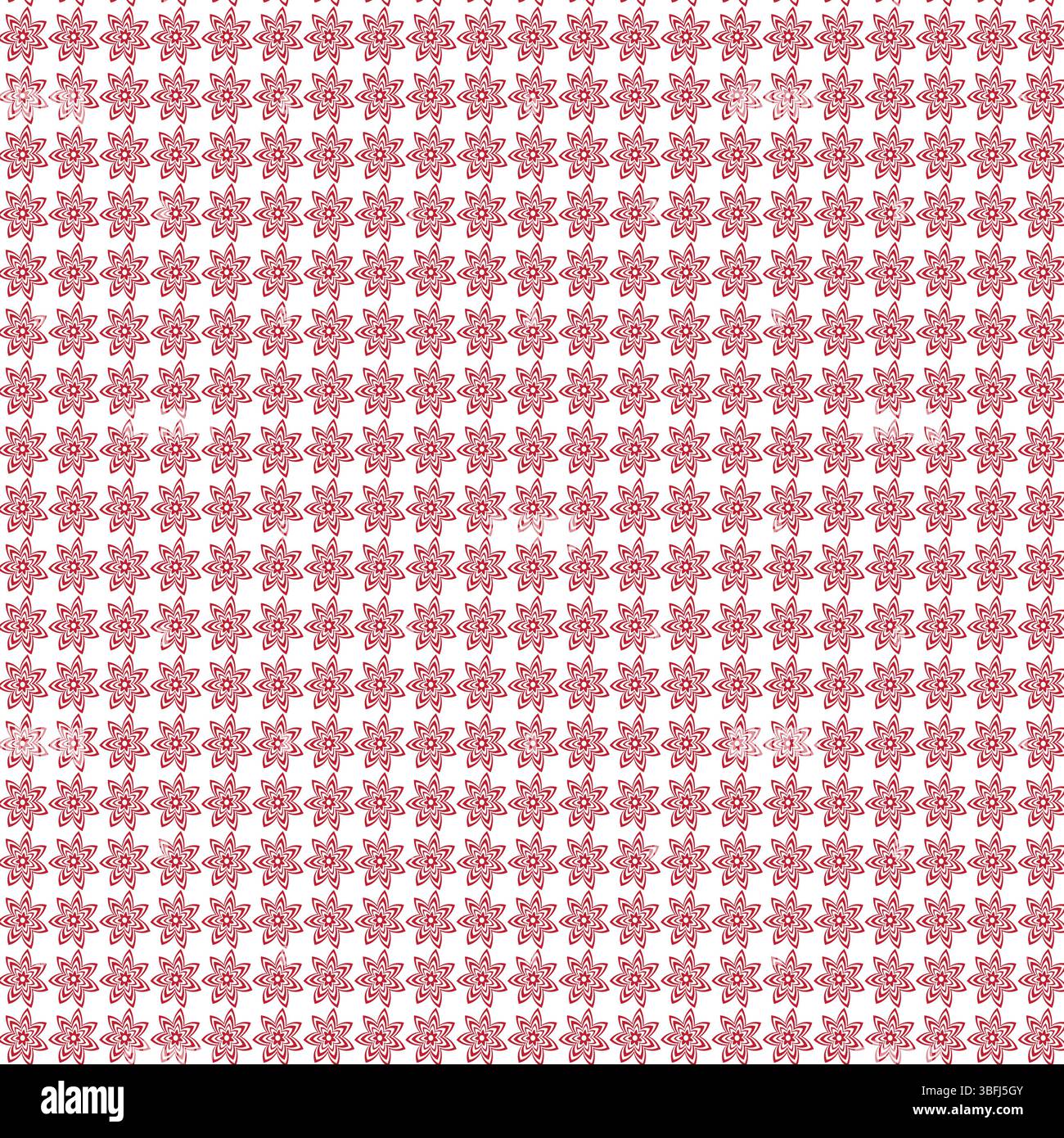 Seamless Pattern of Red Floral Designs on White Background Stock Vector