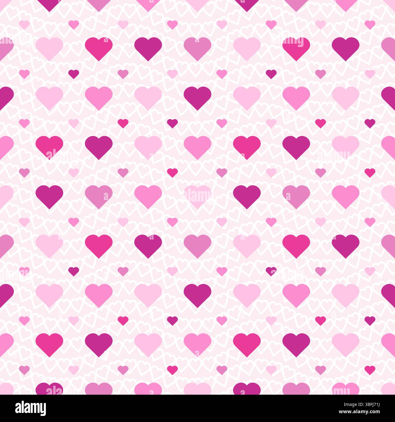 Pinky Pattern Pink Heart Mosaic, seamless vector pattern with rosy hearts in a pinky ...
