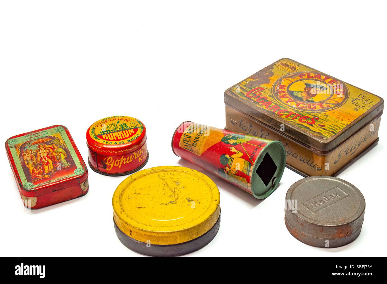 29 Apr 2011 Vintage retro type tin box and toy Kalyan near Mumbai Maharashtra INDIA Stock Photo