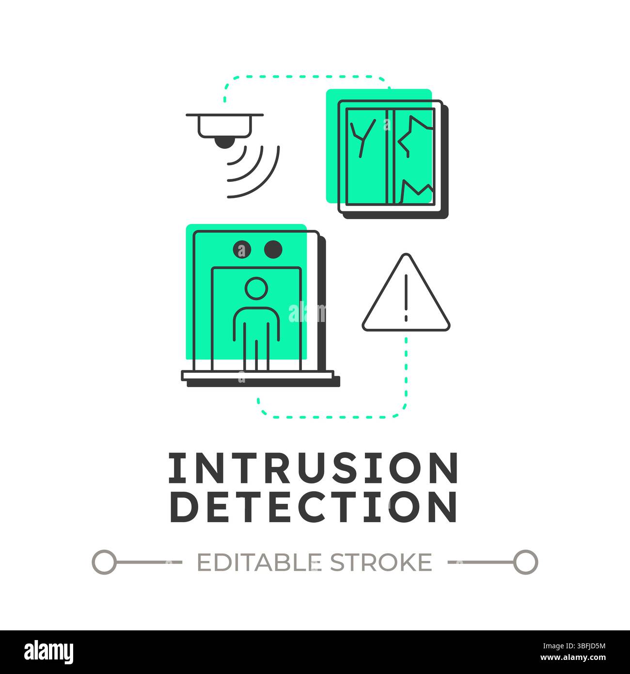Intrusion detection flat outline concept icon Stock Vector Image & Art ...