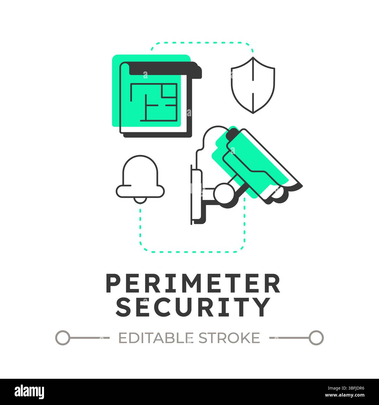 Perimeter security flat outline concept icon Stock Vector Image & Art ...