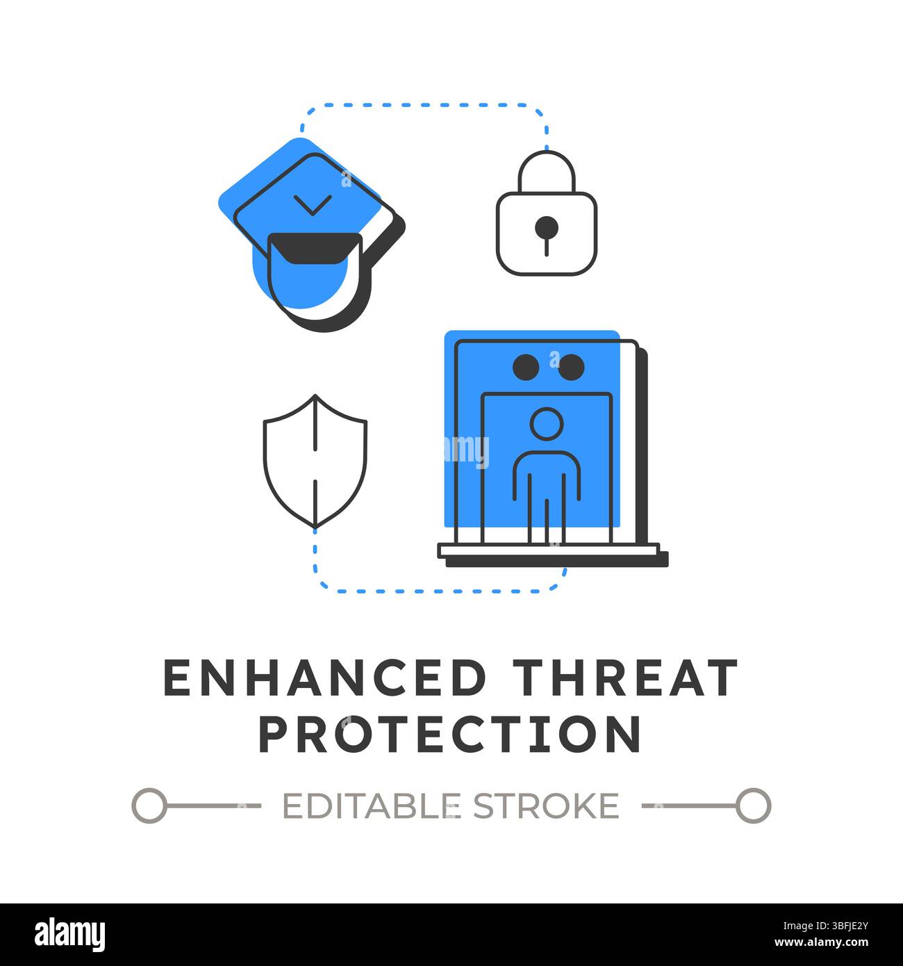Enhanced threat protection flat outline concept icon Stock Vector Image ...