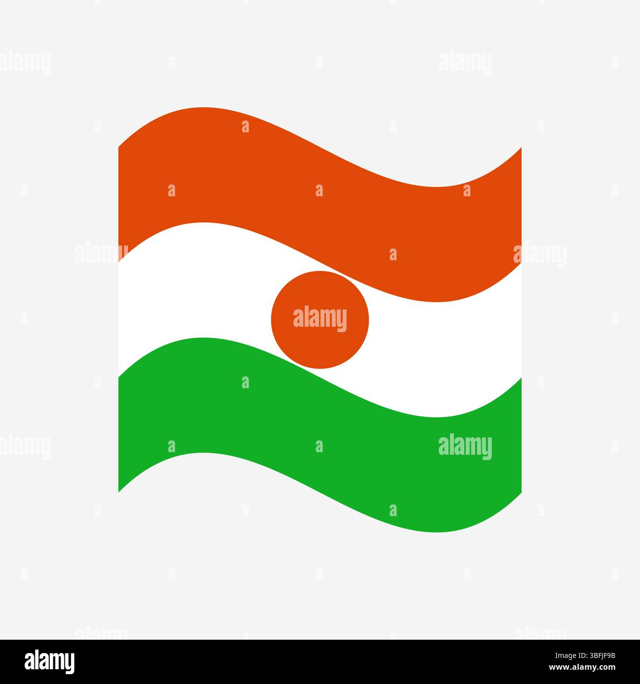 Flag of Niger. Niger wavy flag digital vector illustration. Fluttering flag. Stock Vector