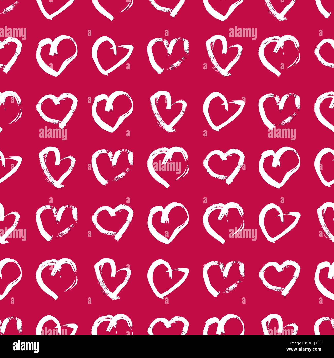 Seamless pattern with hand drawn hearts. Doodle grunge white hearts on ...