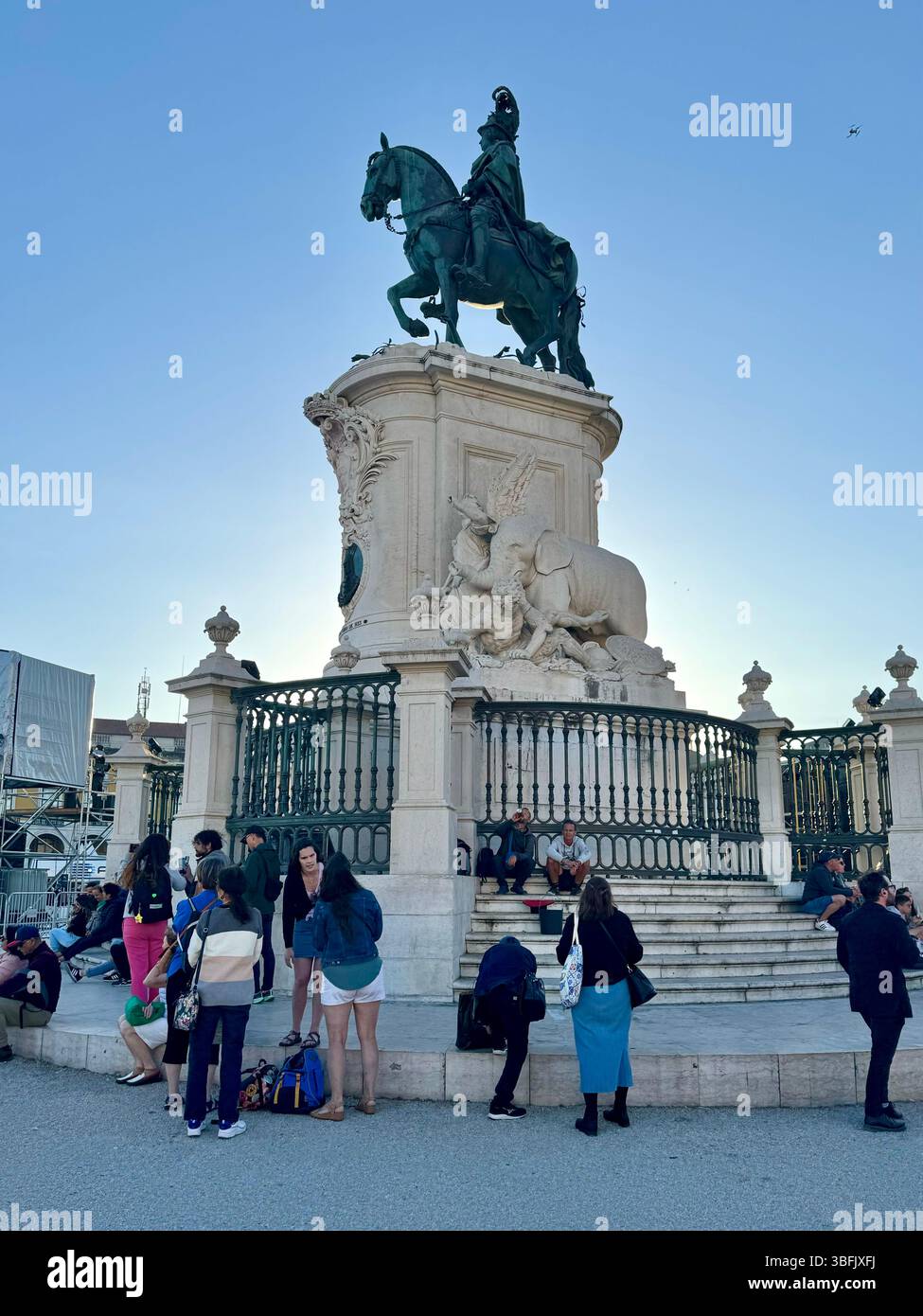 Statue of King José I located in Praça do Comércio Lisbon Portugal - Smartphone Captured Stock Image