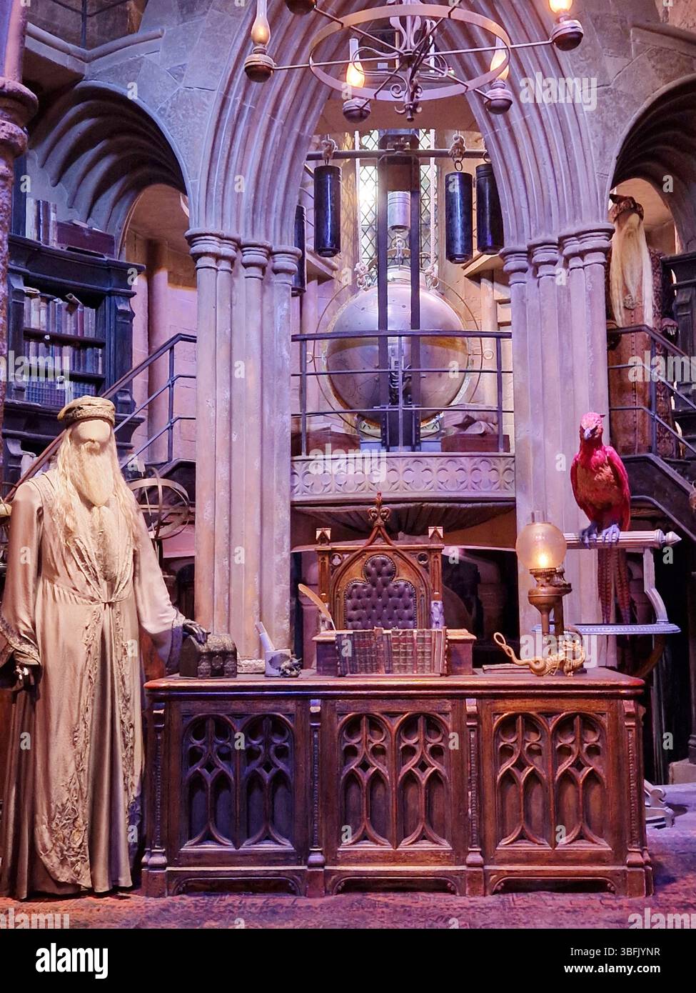 Intricate Gothic Interior Featuring Library, Archways, and Mythical ...