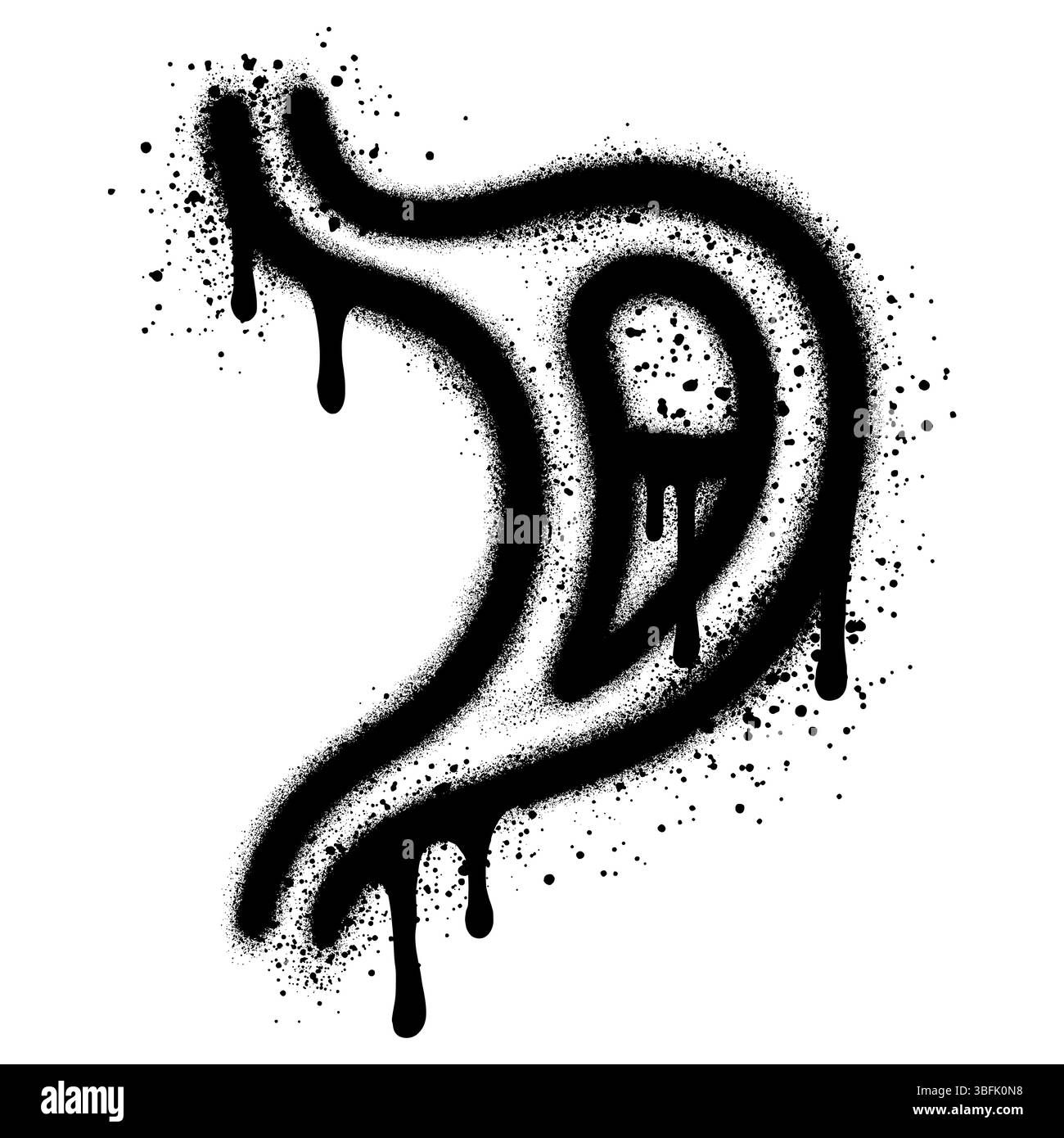 Spray Painted Graffiti Stomach Sprayed isolated with a white background. Vector illustration. Stock Vector