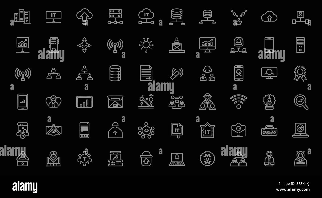 Information Technology Icon Set – IT, Computing, Network, and Digital ...