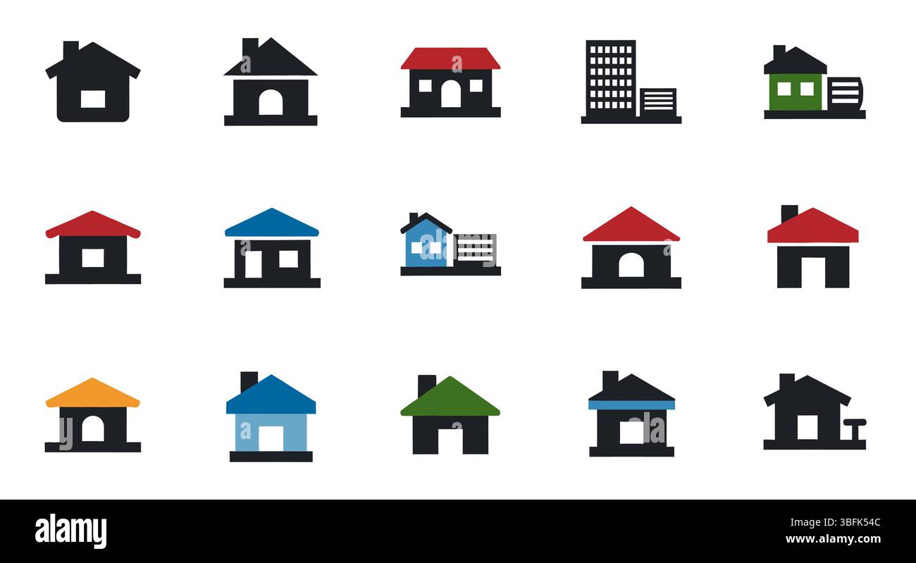 House Icon Set – Home, Real Estate, Building, and Property Symbols ...