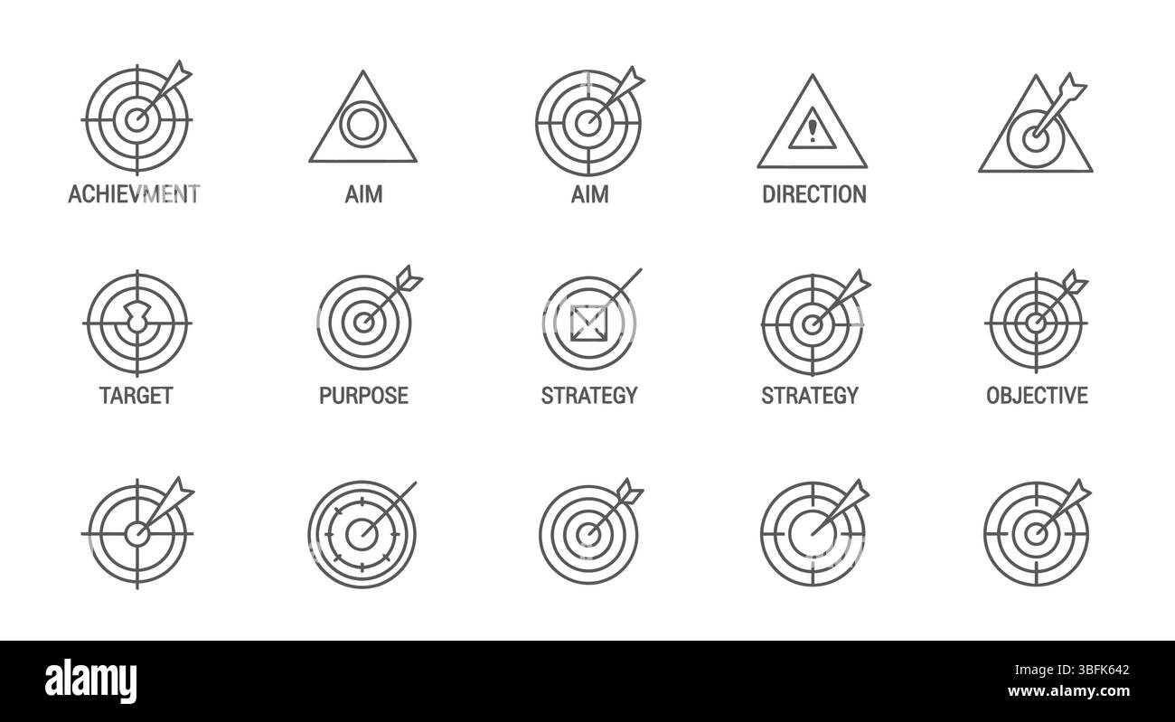 Target & Goal Icon Set – Focus, Aim, Strategy, and Success Symbols ...