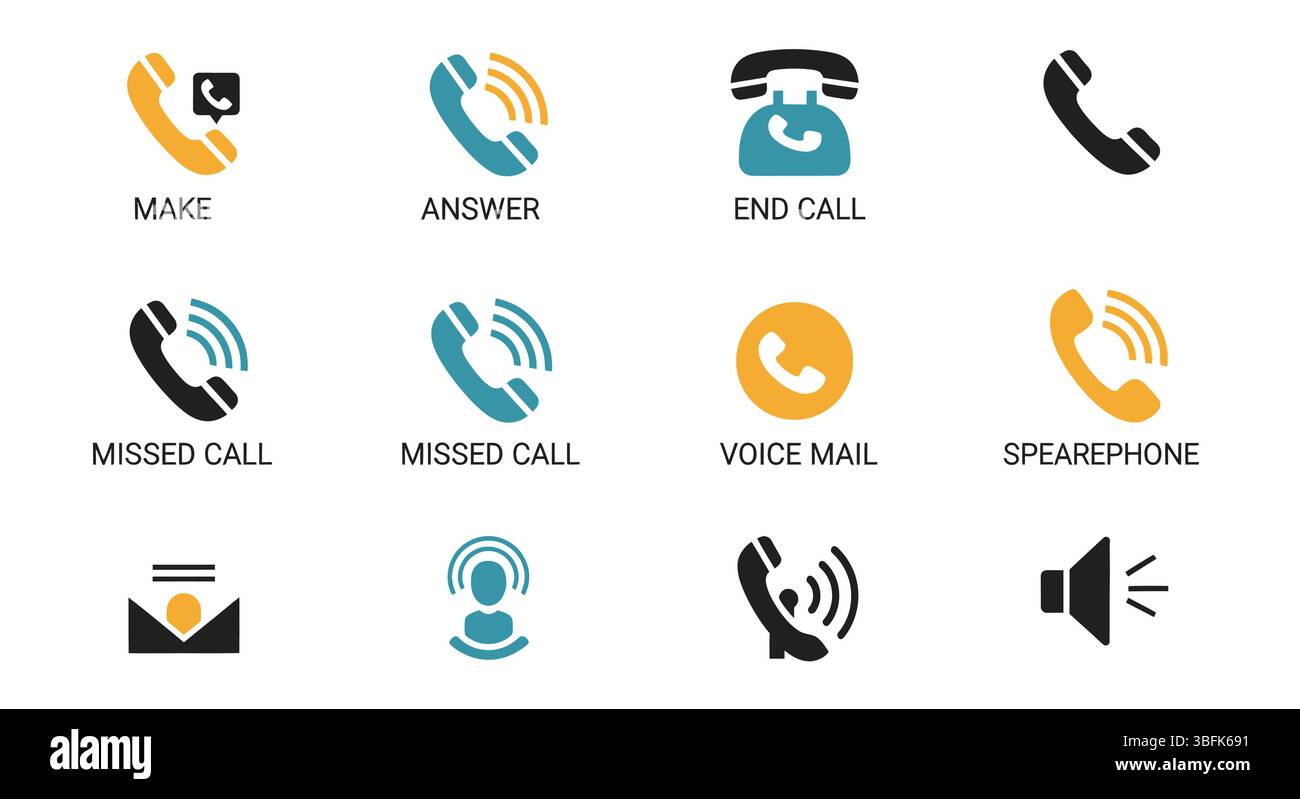 Phone Call Icon Set – Communication, Contact, Mobile, and Call Symbols ...