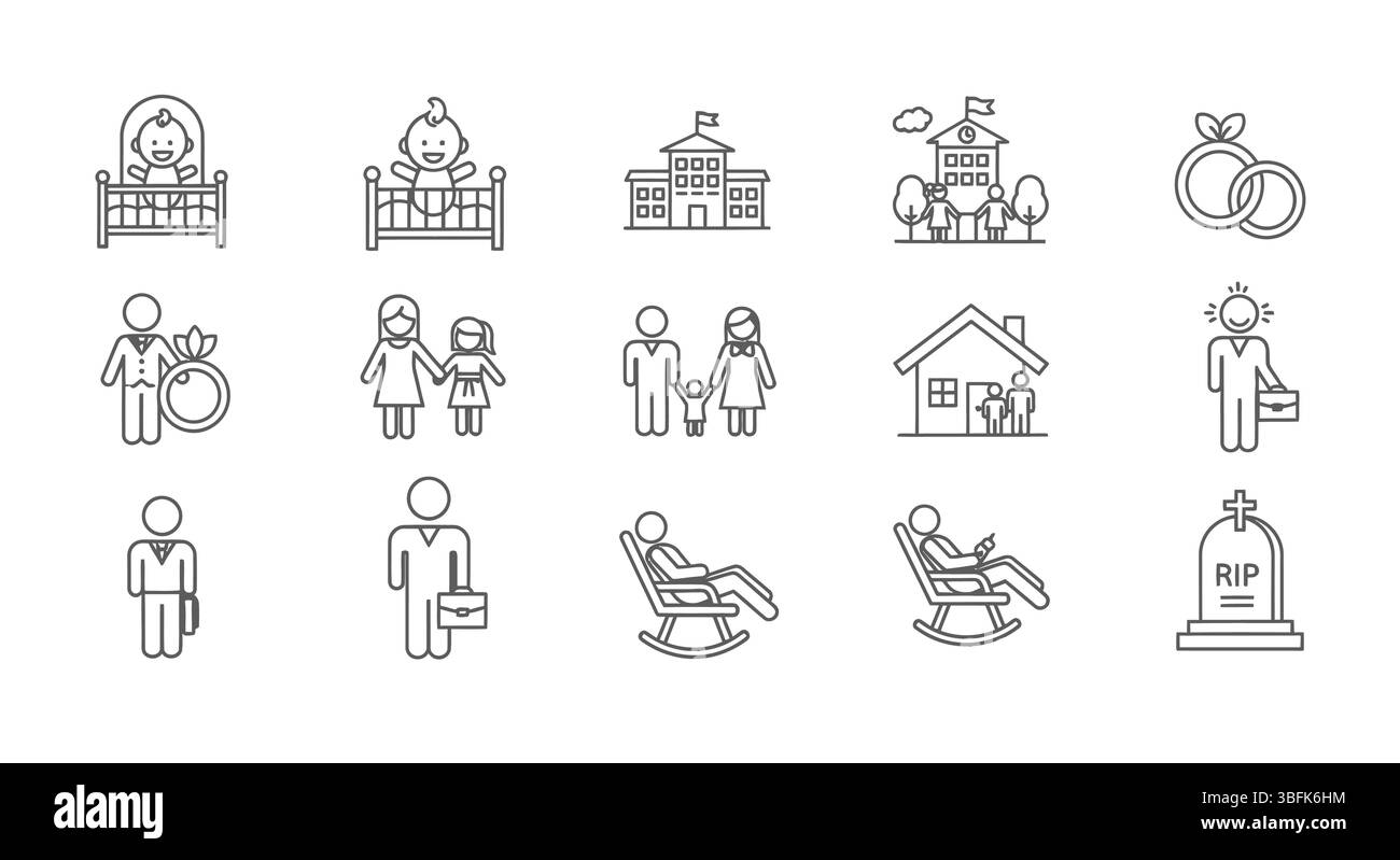 Life Journey Icon Set – Growth, Path, Progress, and Personal ...