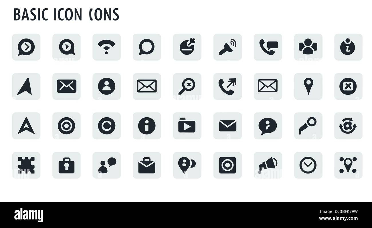 Web Icon Set – Internet, Browser, Network, and Online Interface Symbols Stock Vector