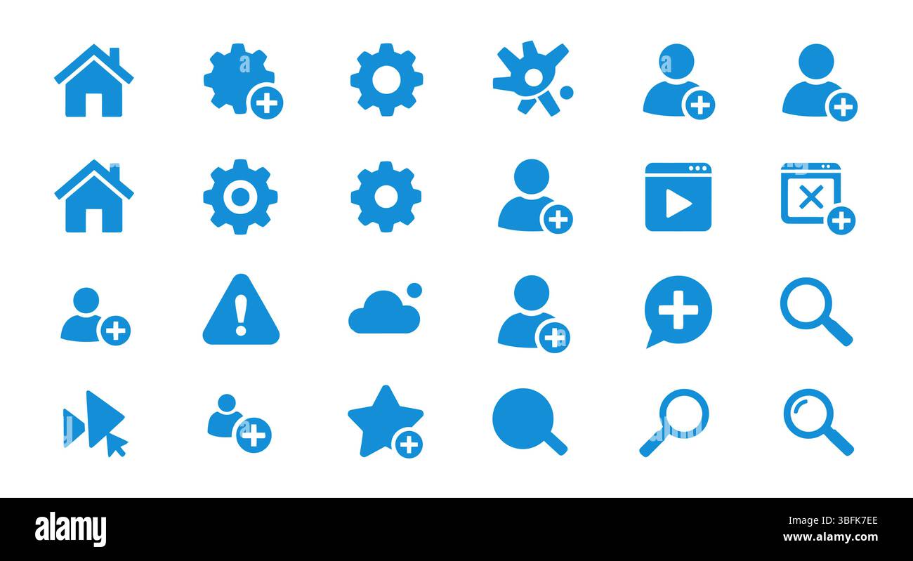 Web Icon Set – Internet, Browser, Network, and Online Interface Symbols Stock Vector