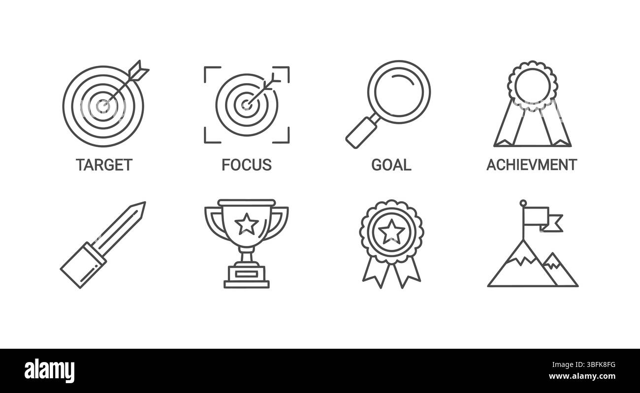 Target & Goal Icon Set – Focus, Aim, Strategy, and Success Symbols ...