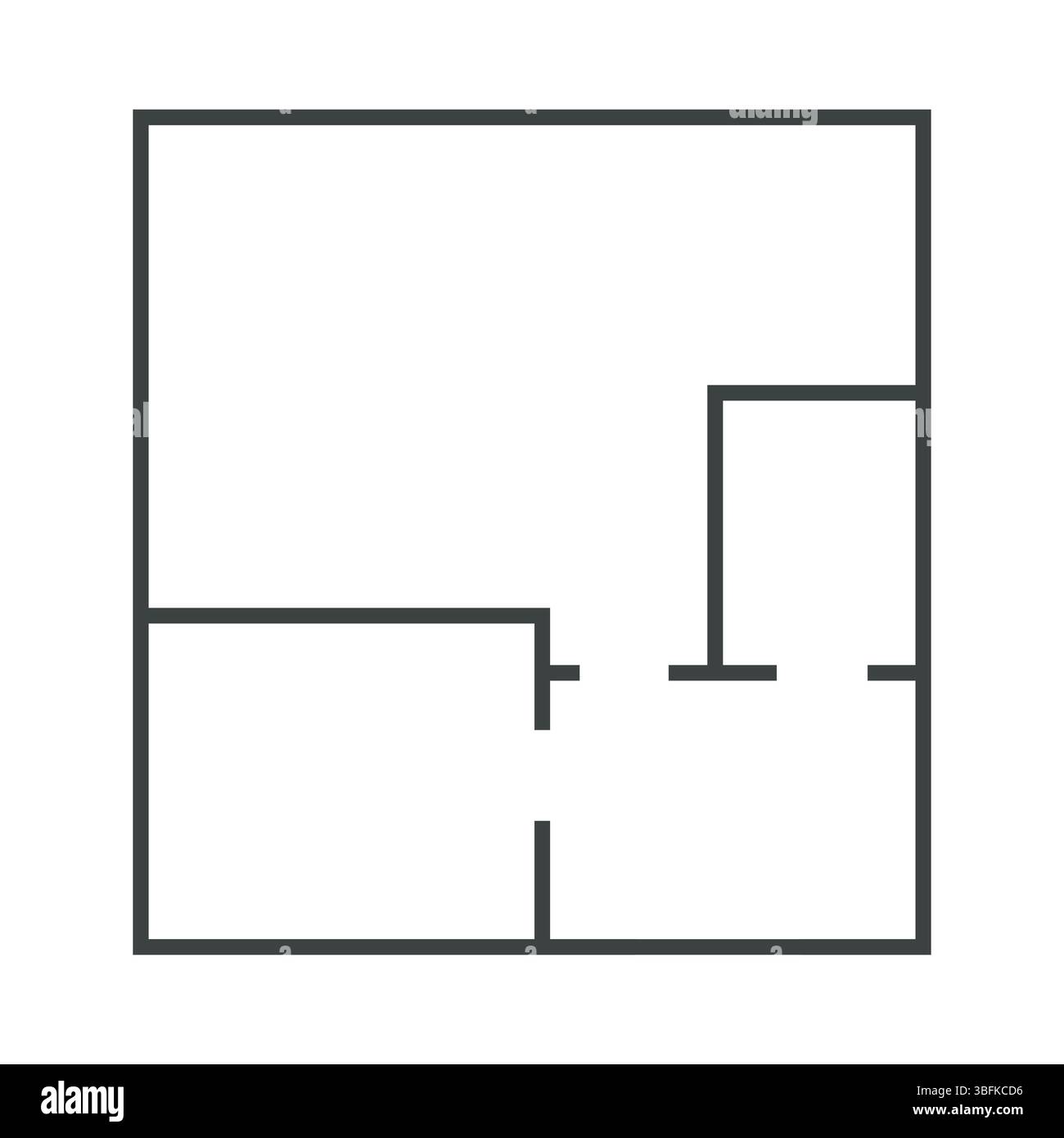 Floorplan simple icon room flat apartment line drawing, floor plan ...