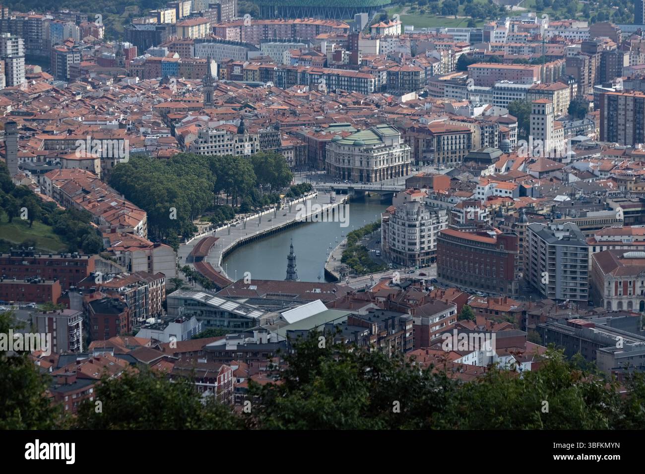 Aerial view of the roofs in Bilbao city from the hill Spain Stock Photo ...