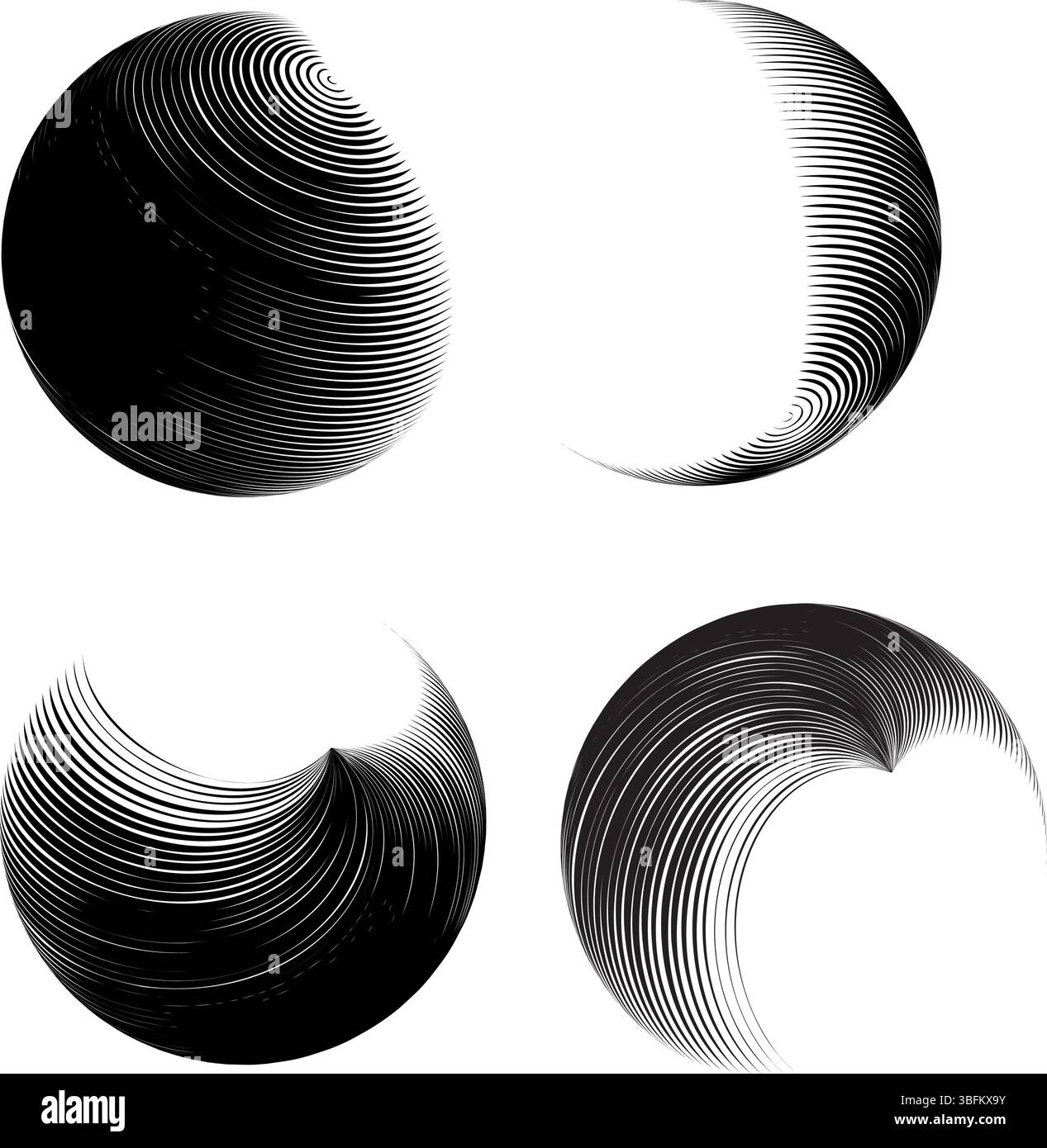 Contemporary set of halftone rounded 3d figures Stock Vector Image ...
