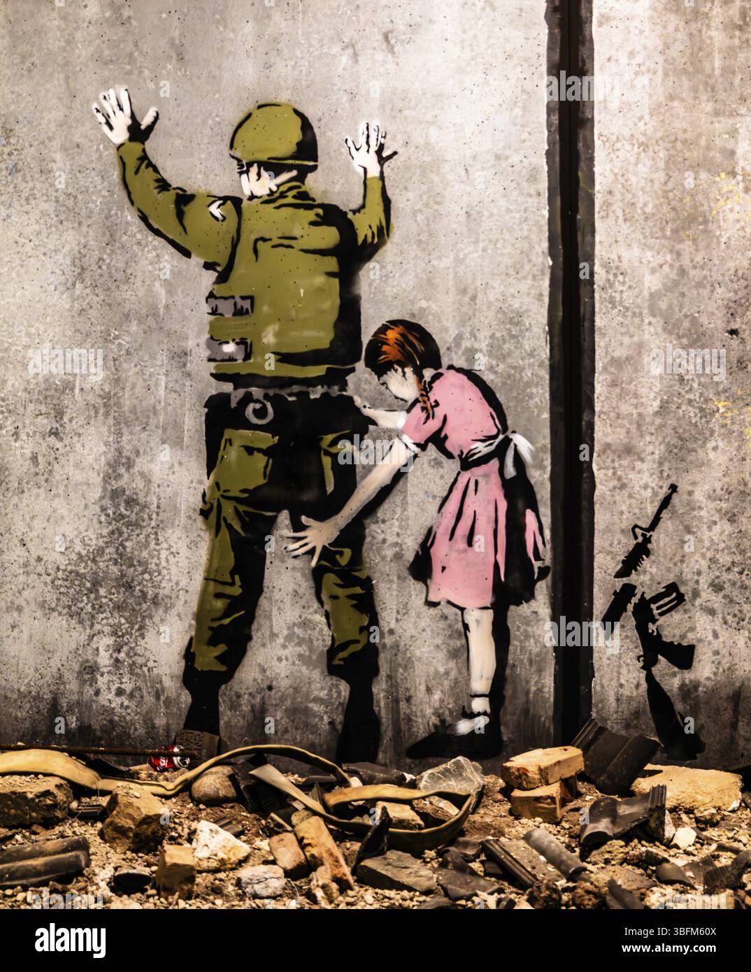 Porte-cartes Banksy Oyster Girl On The Westbank Barrier | Style Street Art, 2 Poches Intérieures