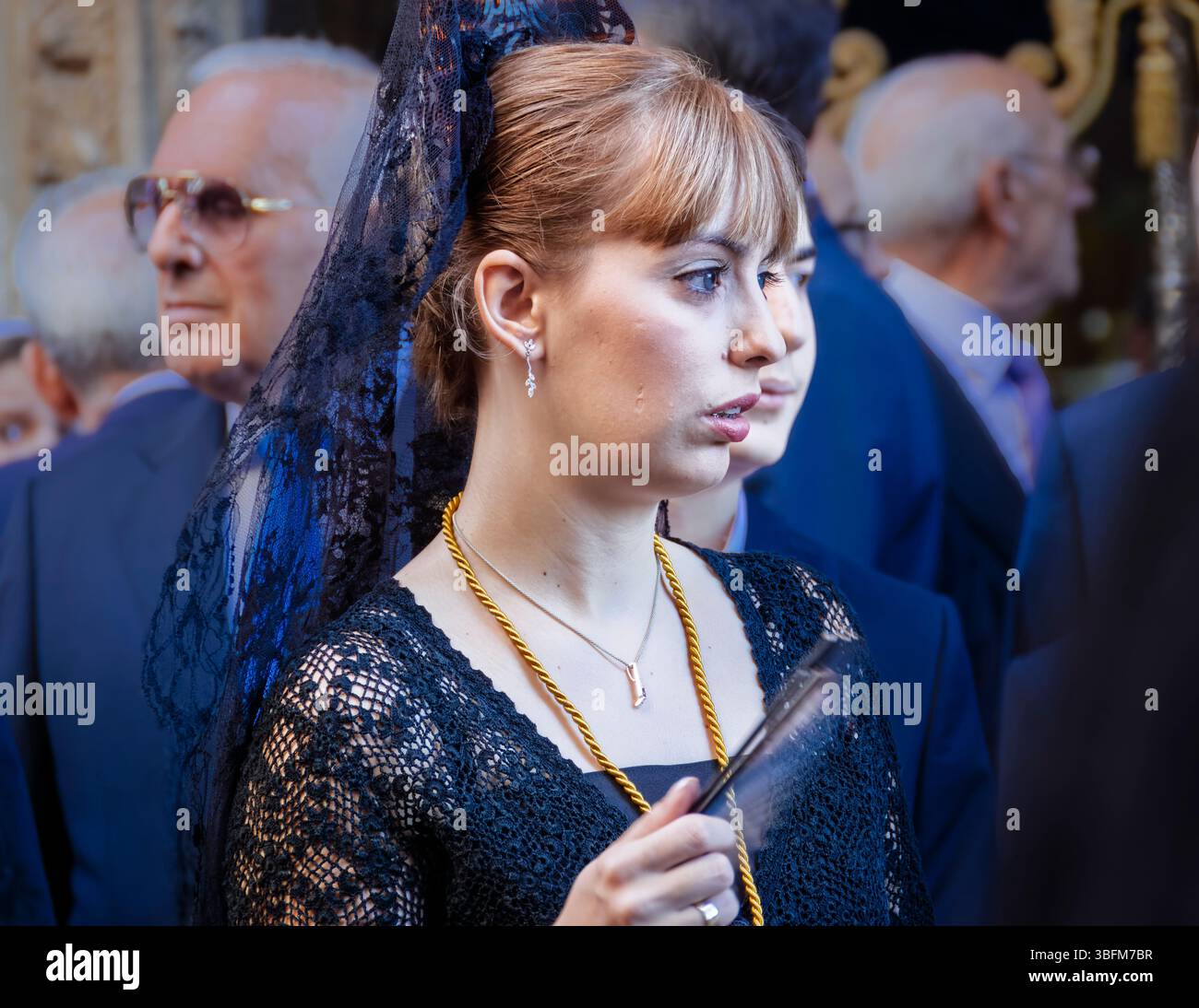 Toledo, Spain, June 19th, 2014: Veiled Elegance: Sacred Tradition Unfolds in Corpus Christi Stock Photo
